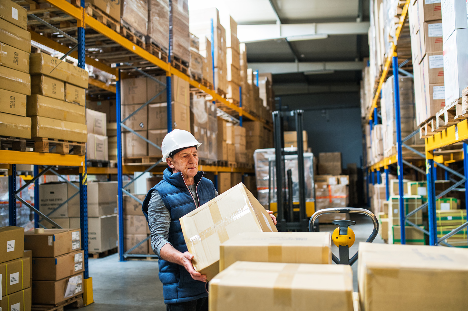 Worker unloading inventory