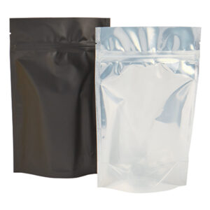 Stand-Up Barrier Zipper Pouches - Clear Front Matte Black Back