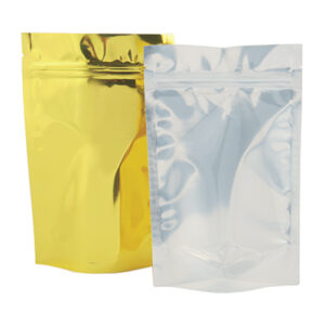 Stand-Up Barrier Zipper Pouches - Clear Front Gold Back