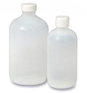 Boston Round Bottles with White Caps - Natural