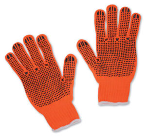 High Visibility String-Knit Gloves with PVC Dots