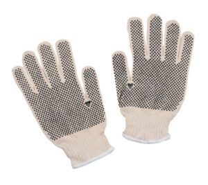 String-Knit Gloves with PVC Dots