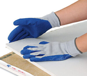 Blue Latex Coated Gray String Gloves