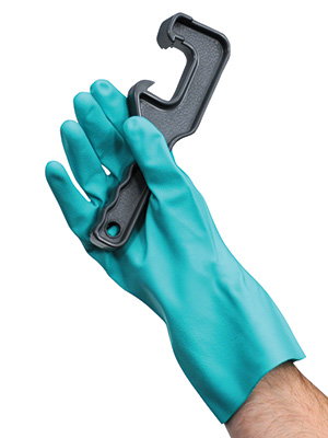 13" Showa 730 Lined Green Nitrile Chemical Resistant Gloves - 15 Mil