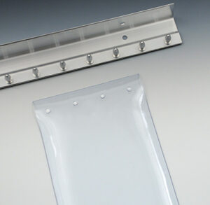 Smooth Vinyl Strip Door Kit with Orange Safety Strips - Clear